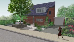 thumbnail voor kleine tuin met boom in houten bak frank fritschy gardendesign