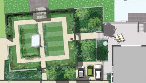 plattegrond van een ommuurde groente- en fruit tuin