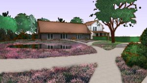 impressie van landschappelijk heidetuin