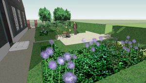 impressie van boerderijtuin